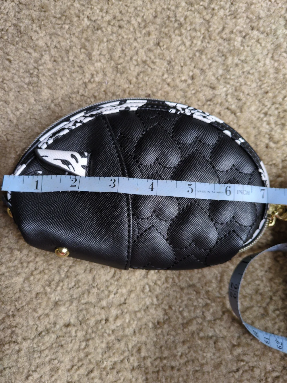 Betsey Johnson Black Quilted Heart Wristlet with Gold Chain Strap